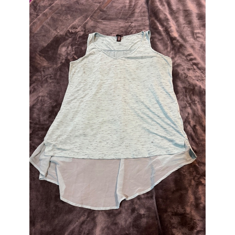 Torrid Women Mint Green Space Dye Open Back Sheer Layered Tank Top Plus Size 2